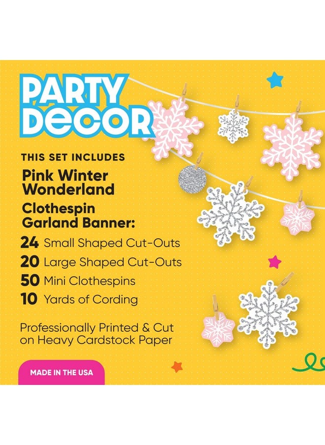 Big Dot of Happiness Big Dot of Happiness Pink Winter Wonderland - Holiday Snowflake Birthday Party and Baby Shower DIY Decorations - Clothespin Garland Banner - 44 Pieces  - Image 2