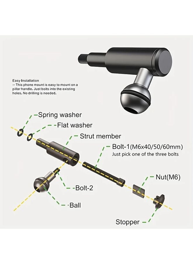 Column Handle Fixed Car Phone Mount Adjustable Black ABS Waterproof For Most Vehicles - Image 3