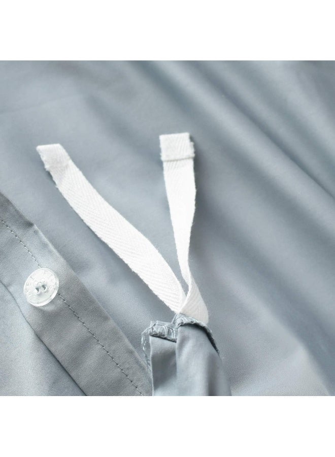 Eikei Solid Color Egyptian Cotton Duvet Cover Luxury Bedding Set High Thread Count Long Staple Sateen Weave Silky Soft Breathable Pima Quality Bed Linen (Fog Blue, Queen) - Image 2