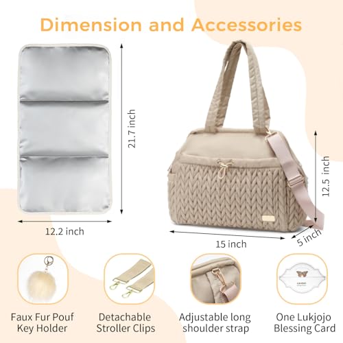 LUKJOJO Asha Diaper Bag Tote For Daily Use, Travel Shoulder Diaper Bag With Long Strap (Black, Large) - Image 4