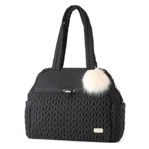 LUKJOJO Asha Diaper Bag Tote For Daily Use, Travel Shoulder Diaper Bag With Long Strap (Black, Large) - Image 1