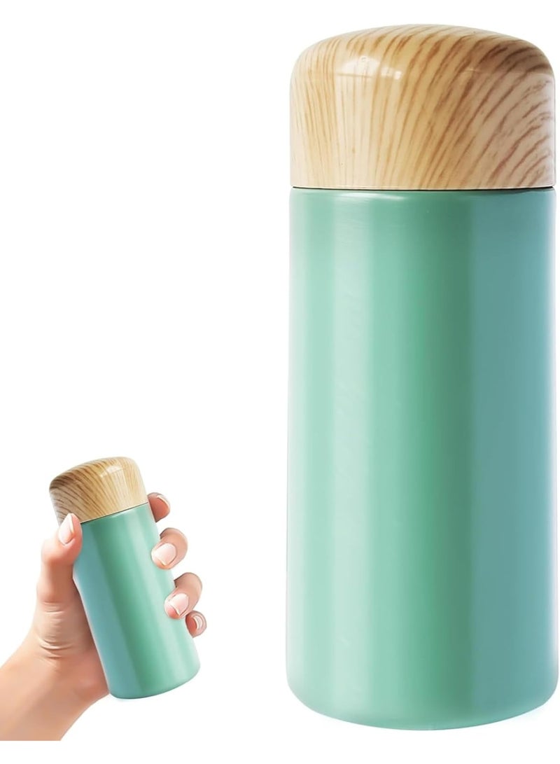 ترمس قهوة حراري 150 مل ستانلس ستيل بغطاء شكل خشب – حافظ للحرارة والبرودة