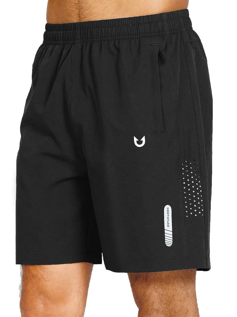 NORTHYARD Men's Athletic Running Shorts Quick Dry Workout Shorts 7"/ 5"/ 9" Lightweight Sports Gym Basketball Shorts Hiking Exercise Black L - Image 1