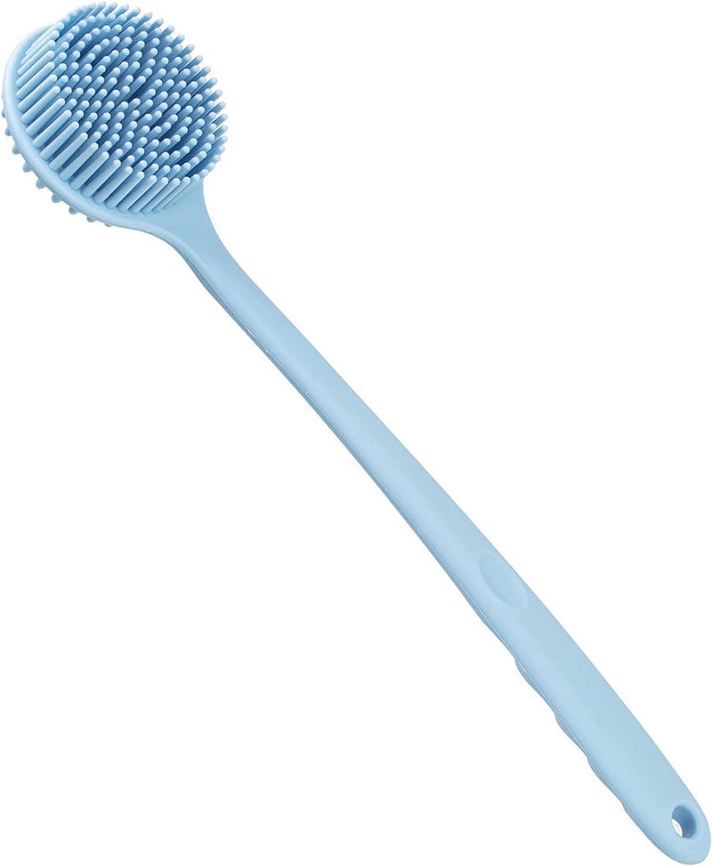 TRIONZZA Massage Brush Bathing Brush Practical Back Cleaning Scrubber Silicone Bath Brush Multi-Function Body Long Handle Double-Sided Shower Brush Back Massage Exfoliation Wisp Body Scrub Brush - Image 2