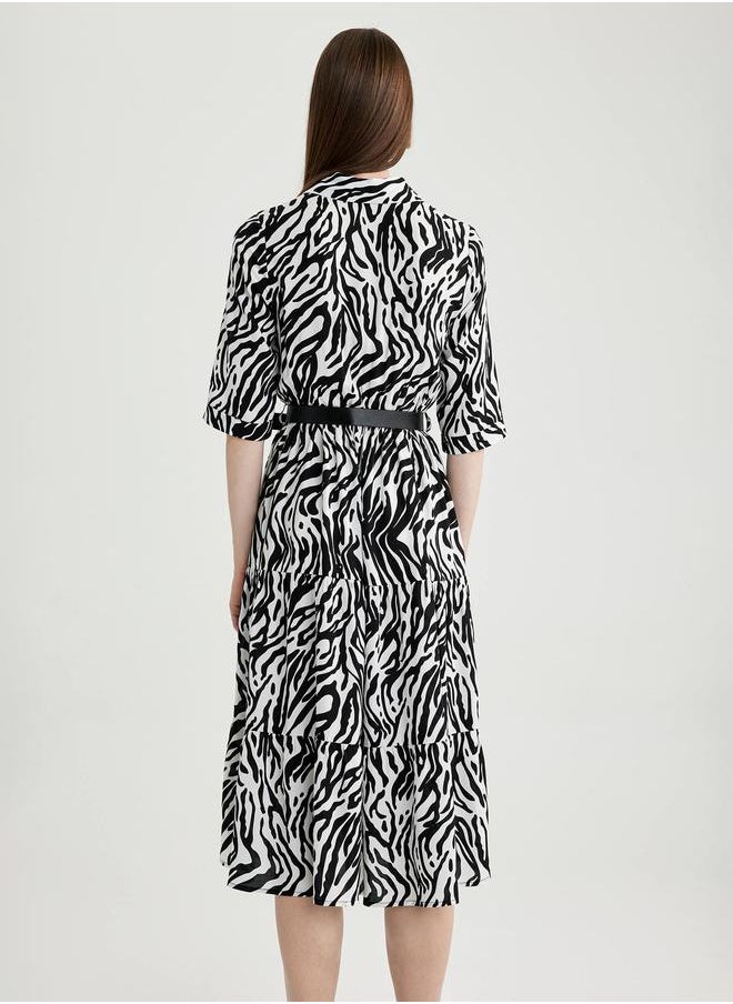 DeFacto - Animal Print Collared Shirt Midi Dress by Styli - Image 1