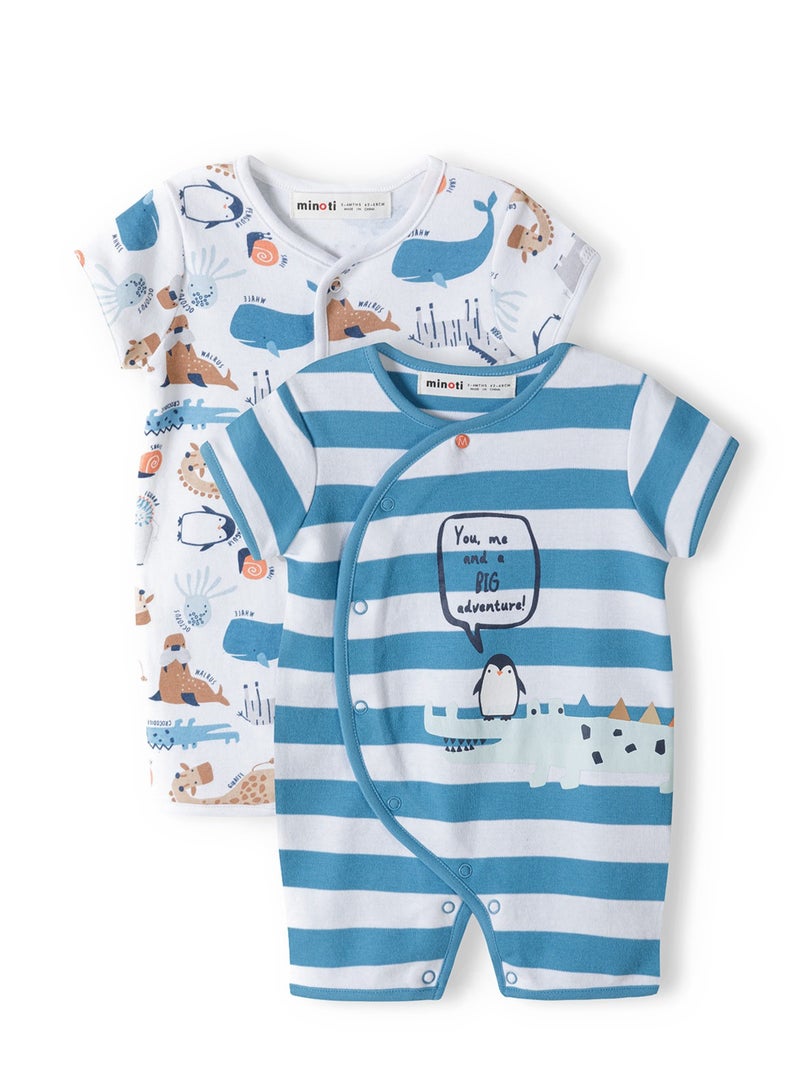 مينوتي طقم من 2 رومبرز أطفال بأكمام قصيرة وأزرار سفلية - Image 1