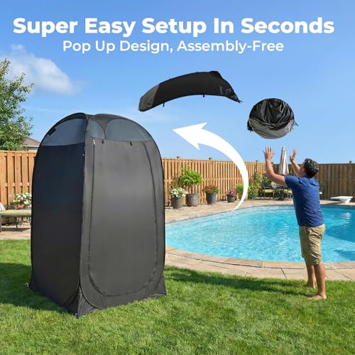 Alvantor® Shower Tent Pop Up Changing Room Outdoor Shower Enclosure Pop Up Privacy Tent Toilet Shelter Camping Dressing Room Portable Teflon Coating Fabric 4’x4’x7' Patent Pending - Image 3