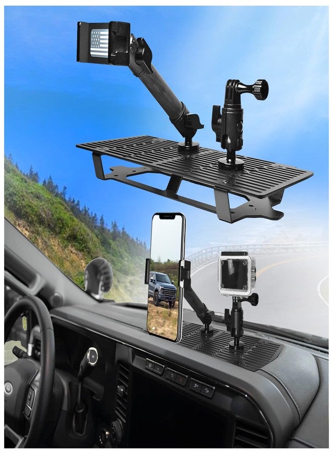 WXRYLYN 2025 2026 F250 F350 F450 Metal Dash Platform Phone Mount Phone Holder for 2023-2025 2026 F250 F350 F450 Super Duty Dash Go pr o Mount - Image 1