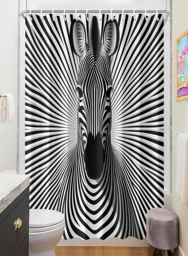 ستارة حمام IOHEFY بتصميم جلد الحمار الوحشي البصري، مقاس 72×72 بوصة، باللونين الأسود والأبيض، ديكور حمام أنيق بنمط سفاري تجريدي عصري، ستارة برسومات جذابة للرجال والمراهقين وغرف النوم. - Image 3