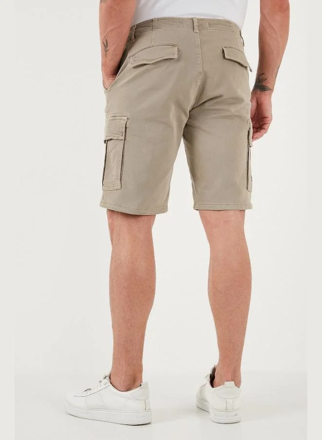 Buratti  Buratti Stretch Cotton Regular Fit Normal Waist Cargo Shorts with Pockets Men's SHORTS 4510S79MILAN for Men | Best Price UAE