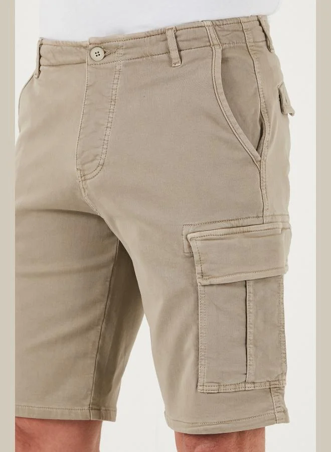 Buratti  Buratti Stretch Cotton Regular Fit Normal Waist Cargo Shorts with Pockets Men's SHORTS 4510S79MILAN for Men | Best Price UAE