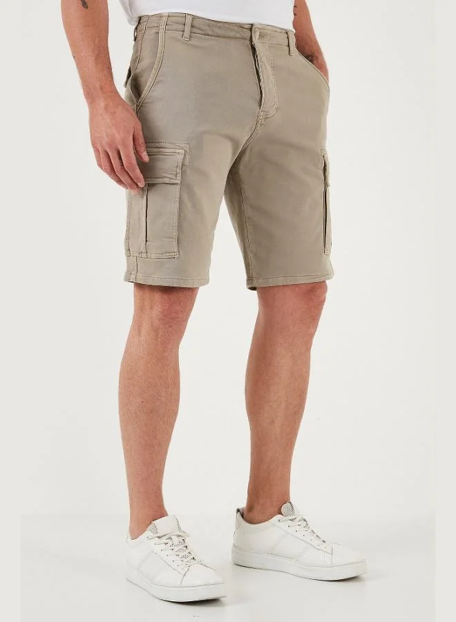 Buratti  Buratti Stretch Cotton Regular Fit Normal Waist Cargo Shorts with Pockets Men's SHORTS 4510S79MILAN for Men | Best Price UAE