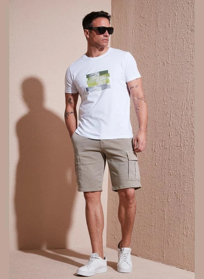 Buratti  Buratti Stretch Cotton Regular Fit Normal Waist Cargo Shorts with Pockets Men's SHORTS 4510S79MILAN for Men | Best Price UAE