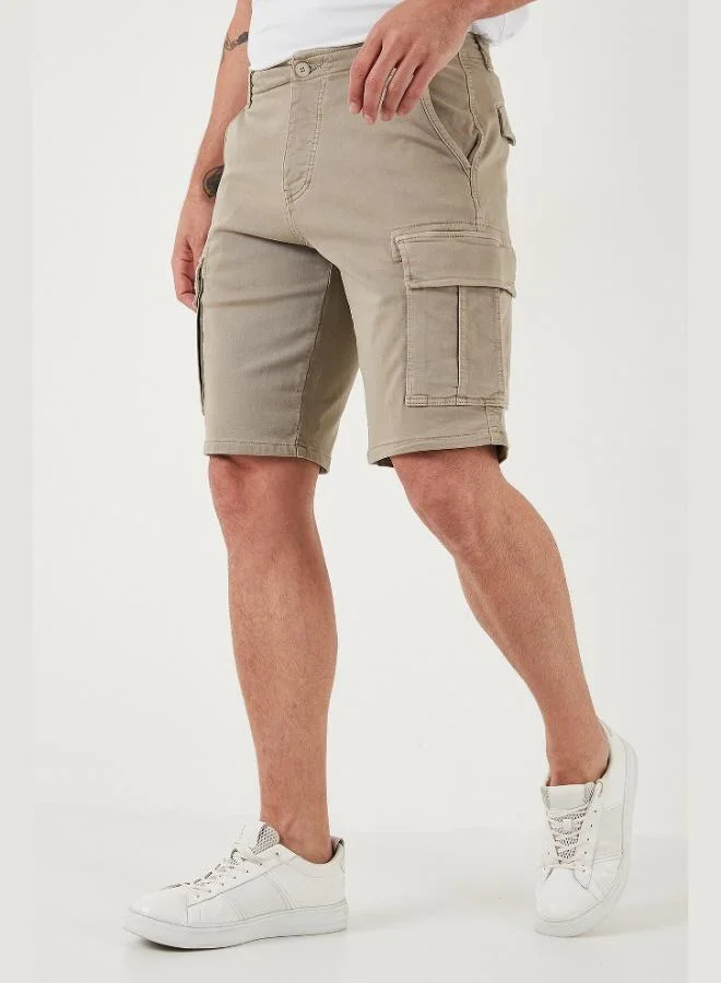 Buratti  Buratti Stretch Cotton Regular Fit Normal Waist Cargo Shorts with Pockets Men's SHORTS 4510S79MILAN for Men | Best Price UAE