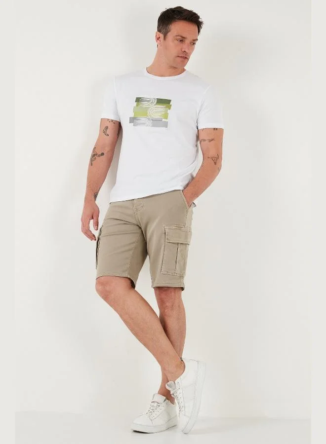 Buratti  Buratti Stretch Cotton Regular Fit Normal Waist Cargo Shorts with Pockets Men's SHORTS 4510S79MILAN for Men | Best Price UAE