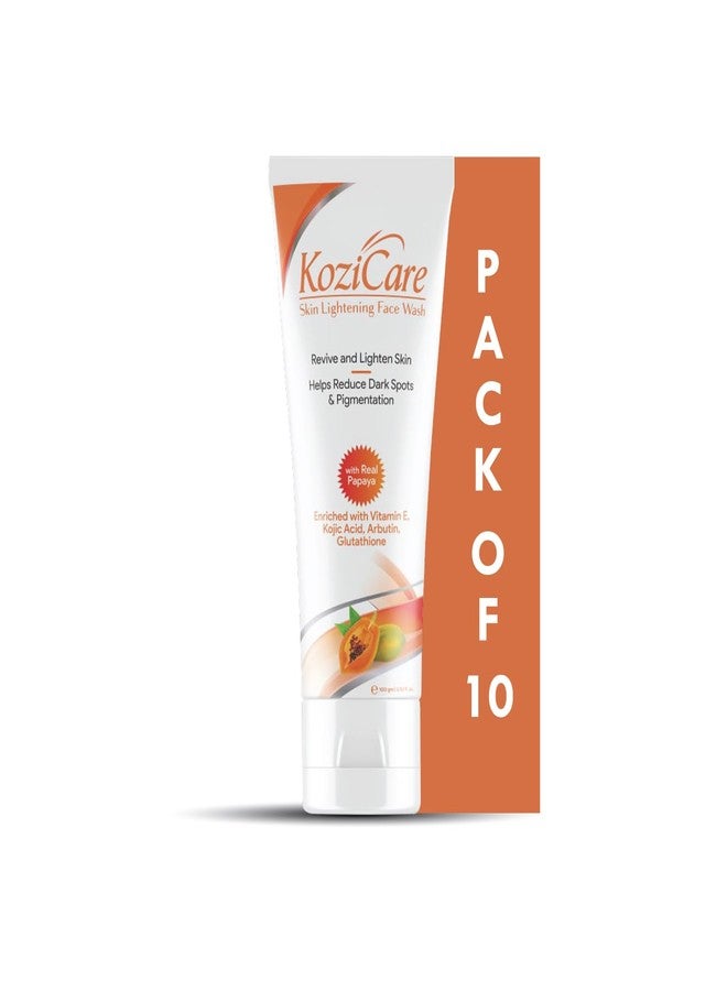 Kozicare Skin Lightening/Brightening Papaya Detan Facewash with Papaya, Kojic Acid, Vitamin E, Glutathione, Lactic Acid, Olive Oil | Reduce Dark Spots, Pigmentation & Oil - 100ml (Pack of 10) - Image 1