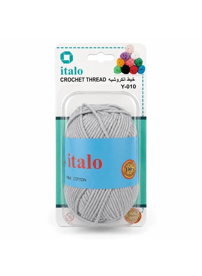 Italo Milk Cotton Ash Grey Crochet Thread- Ash Grey