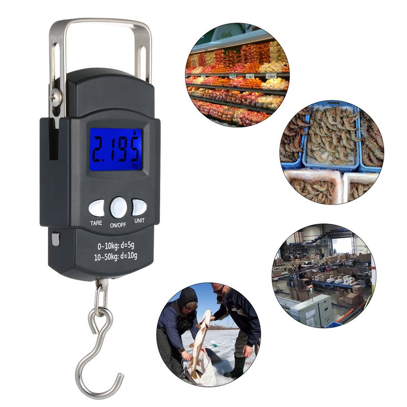 Pocket Scale Backlit LCD Screen Weighing Scale Portable Electronic Balance Digital Fish Hook Hanging Scale Fishing Scale with Measuring Tape Ruler Mini Luggage Scale for Fishing Postal Kitchen - Image 4