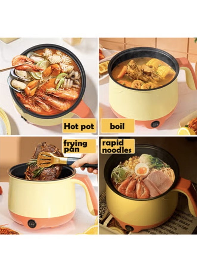 Multi-Functional Mini Electric Cooker Ceramic Inner Pot Portable Travel Cooker Electric Frying Pan Hot Pot Quick Noodle Cooker Suitable For Frying Steaks and Eggs and Boiling Soup - Image 4