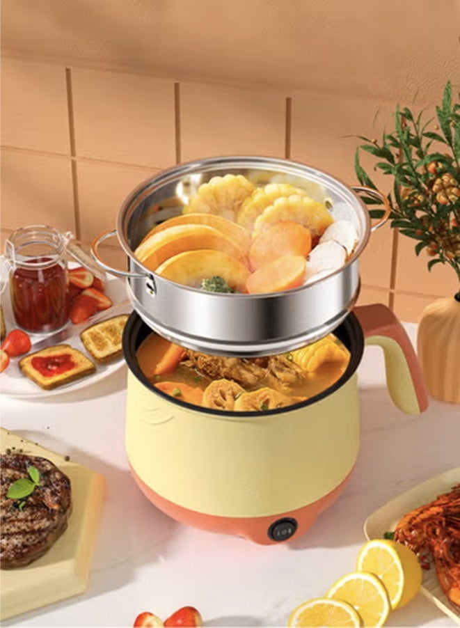 Multi-Functional Mini Electric Cooker Ceramic Inner Pot Portable Travel Cooker Electric Frying Pan Hot Pot Quick Noodle Cooker Suitable For Frying Steaks and Eggs and Boiling Soup - Image 5
