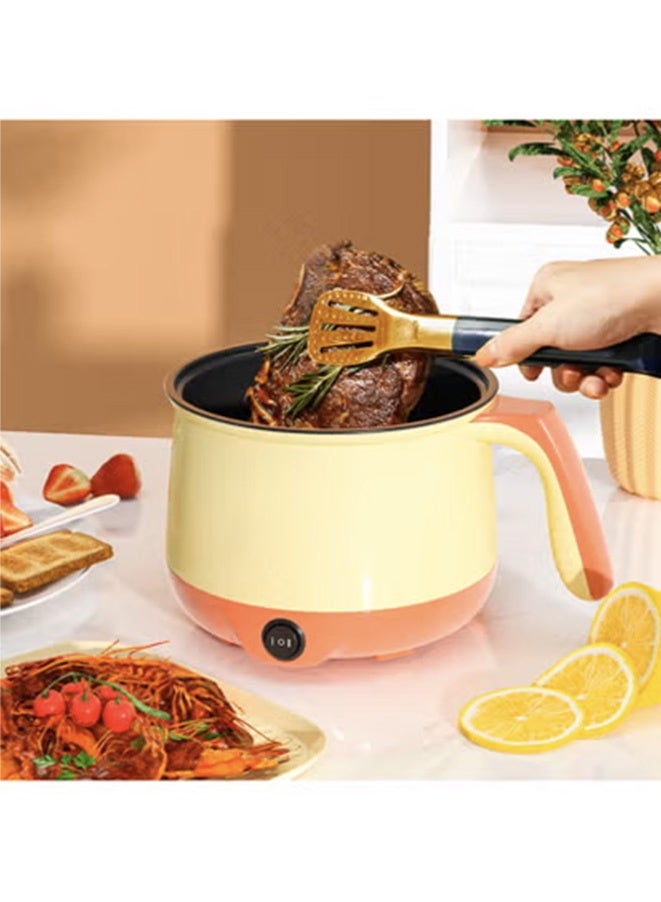 Multi-Functional Mini Electric Cooker Ceramic Inner Pot Portable Travel Cooker Electric Frying Pan Hot Pot Quick Noodle Cooker Suitable For Frying Steaks and Eggs and Boiling Soup - Image 1