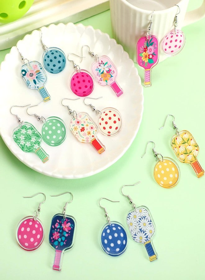Sureio 8 Pairs Dinkball Earrings for Women Paddleball Jewelry Accessories Novelty Dink Sport Acrylic Earrings for Christmas Dinkball Lover Gift(8,Dinkball) - Image 2