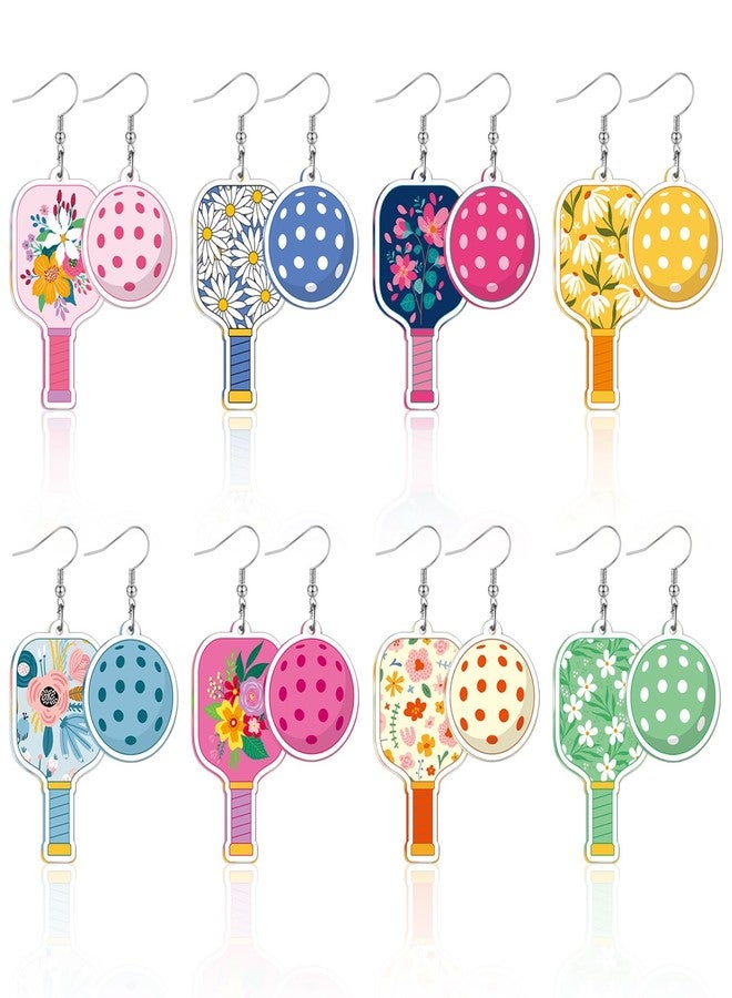 Sureio 8 Pairs Dinkball Earrings for Women Paddleball Jewelry Accessories Novelty Dink Sport Acrylic Earrings for Christmas Dinkball Lover Gift(8,Dinkball) - Image 1