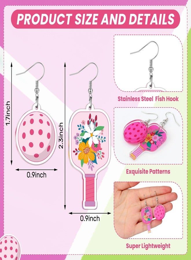 Sureio 8 Pairs Dinkball Earrings for Women Paddleball Jewelry Accessories Novelty Dink Sport Acrylic Earrings for Christmas Dinkball Lover Gift(8,Dinkball) - Image 3