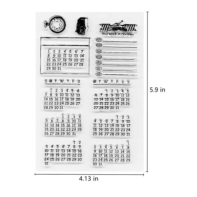 AHTOLS Calendar Week Month Clear Stamps with Sentiments,Planner Pattern Rubber Silicone Transparent Seal Stamps for Holiday Card Making Decoration and DIY Scrapbooking Album DIY Crafts - Image 2