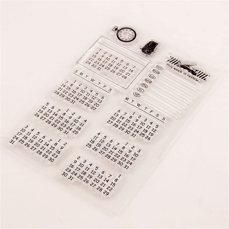 AHTOLS Calendar Week Month Clear Stamps with Sentiments,Planner Pattern Rubber Silicone Transparent Seal Stamps for Holiday Card Making Decoration and DIY Scrapbooking Album DIY Crafts - Image 4