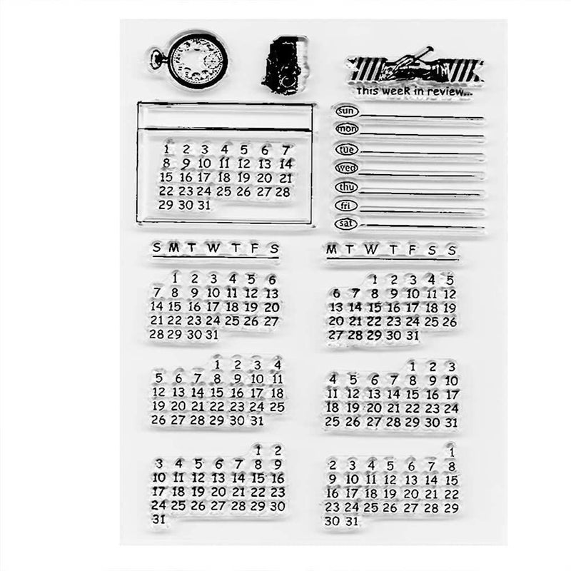 AHTOLS Calendar Week Month Clear Stamps with Sentiments,Planner Pattern Rubber Silicone Transparent Seal Stamps for Holiday Card Making Decoration and DIY Scrapbooking Album DIY Crafts - Image 3
