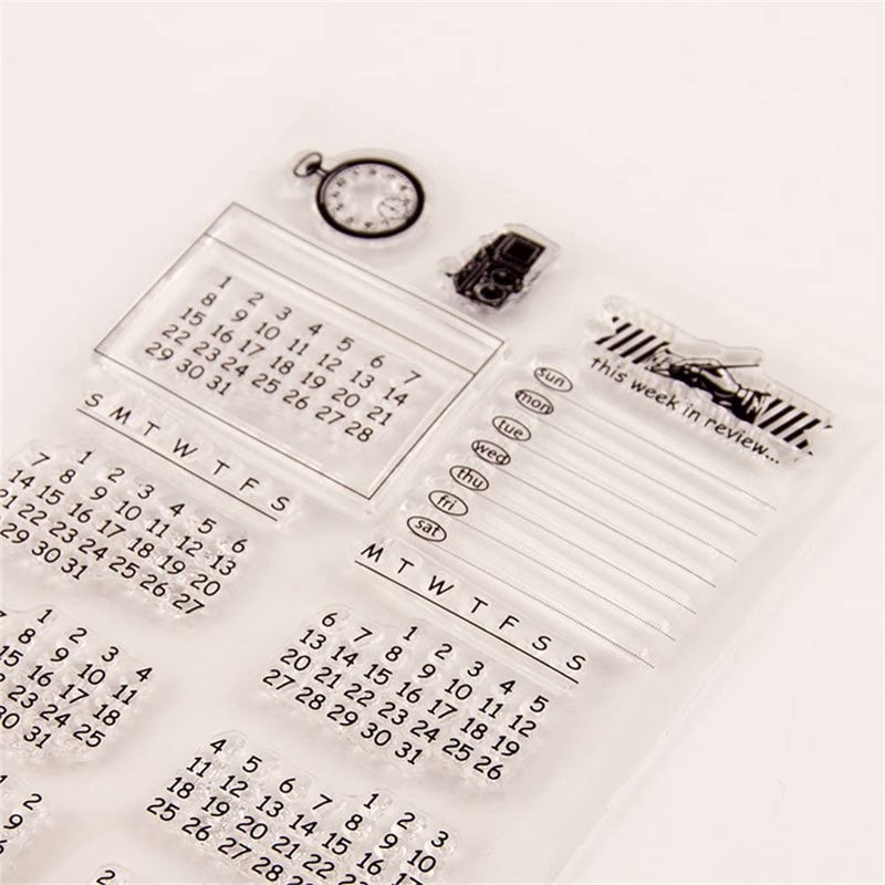 AHTOLS Calendar Week Month Clear Stamps with Sentiments,Planner Pattern Rubber Silicone Transparent Seal Stamps for Holiday Card Making Decoration and DIY Scrapbooking Album DIY Crafts - Image 5