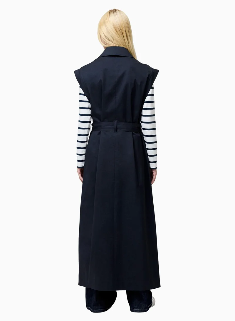 French Connection Navy Danby Sleevelss Trench Coat for Women | Best Price UAE