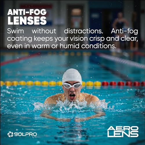 Solpro Aero Lens Unisex Adult Swimming Goggles for Women,Men,Boys,Girls,Teenagers,Athletes,Swimmers For Training,Competition in Swimming Pool,Beach,Water Sport, Park & Activties (Grey) - Image 2