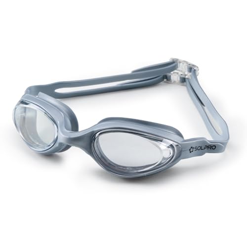 Solpro Aero Lens Unisex Adult Swimming Goggles for Women,Men,Boys,Girls,Teenagers,Athletes,Swimmers For Training,Competition in Swimming Pool,Beach,Water Sport, Park & Activties (Grey) - Image 1