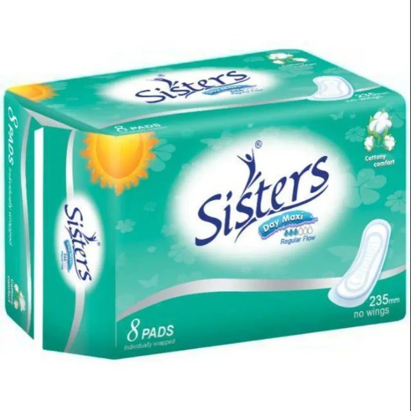 Sisters Day Maxi Regular Flow Sanitary Pads With Cottony Comfort Top Layer- 8 Pads