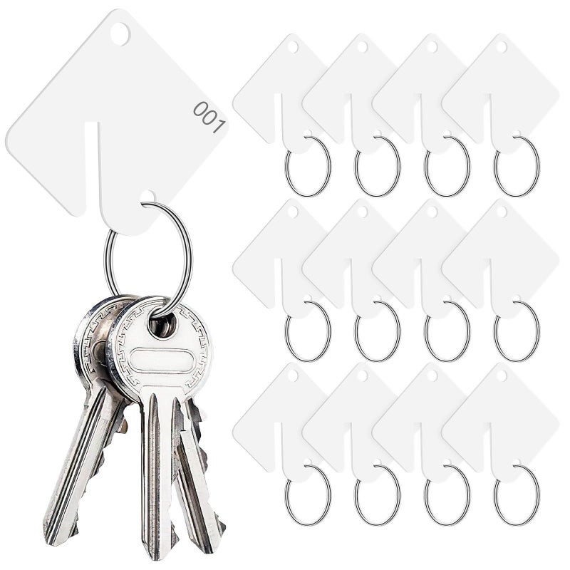 60 Pieces Blank Acrylic Key Tags with Metal Rings Keychain Labels for Home Office Garage Organization - Image 2