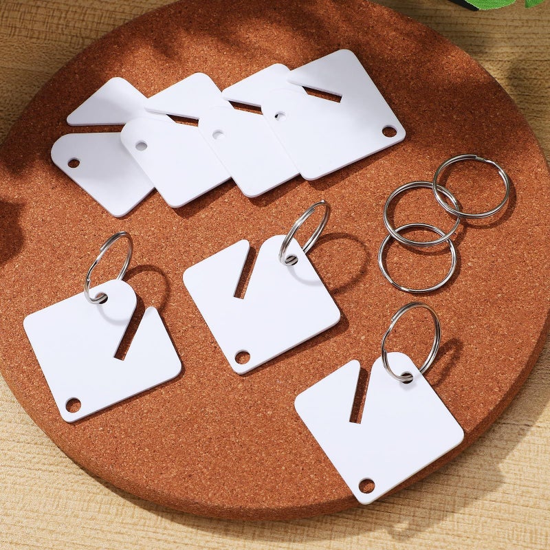 60 Pieces Blank Acrylic Key Tags with Metal Rings Keychain Labels for Home Office Garage Organization - Image 5