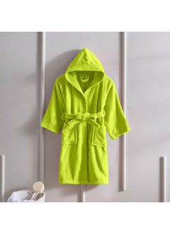 BYFT Daffodil (Green) Premium 10 Year Kids Hooded Bathrobe (120x124 Cm) Terry Cotton, Highly Absorbent and Quick dry, Hotel and Spa Quality Bathrobe for Boy and Girl-400 Gsm  - Image 1