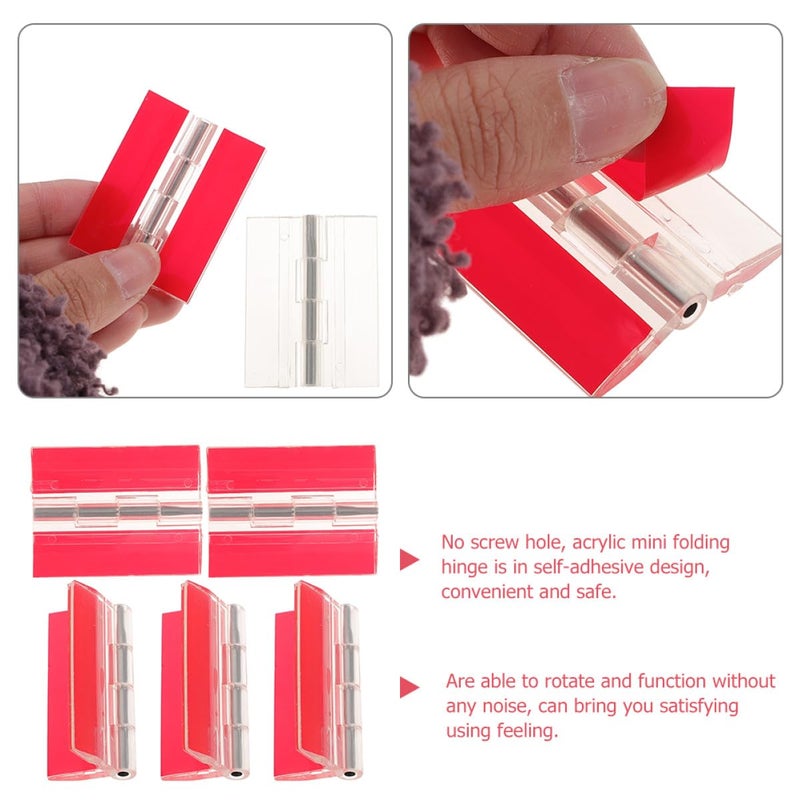 Acrylic Adhesive Hinges 25x35mm Steel Pin 5 Pack For Cabinet Door Small Wood Box - Image 4