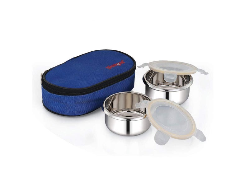 SHAPAT Steel Max Lunch Box Containers Klip It Lunch Tiffin for Children Men Women for Office School BPAFree Leak Proof Dual Insulated Pack Lunch Box Pack of 2 Small - Image 1