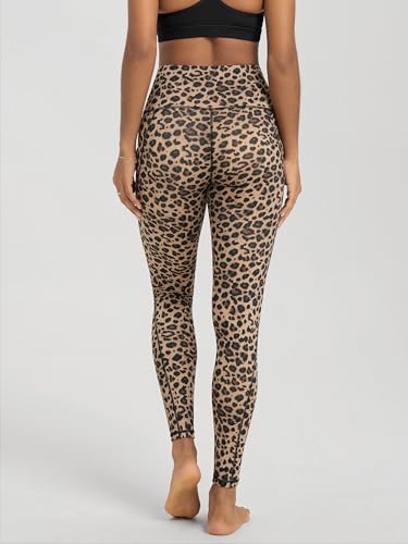 ODODOS Women's High Waisted Full Length Yoga Leggings with Pockets, 28" Inseam Tummy Control Non See Through Workout Athletic Running Yoga Pants, Leopard, Large - Image 4