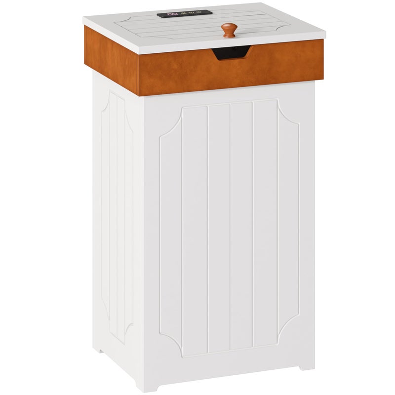 Function Home Trash Can Cabinet, 13 Gallon Kitchen Garbage Can with Deodorizing Function, Dog Proof Trash Can, Wooden Recycling Trash Bin Cabinet with Lid for Home Kitchen Bathroom, White Honey - Image 1