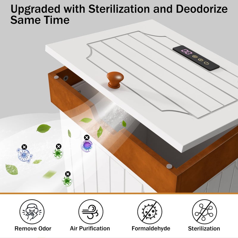 Function Home Trash Can Cabinet, 13 Gallon Kitchen Garbage Can with Deodorizing Function, Dog Proof Trash Can, Wooden Recycling Trash Bin Cabinet with Lid for Home Kitchen Bathroom, White Honey - Image 5