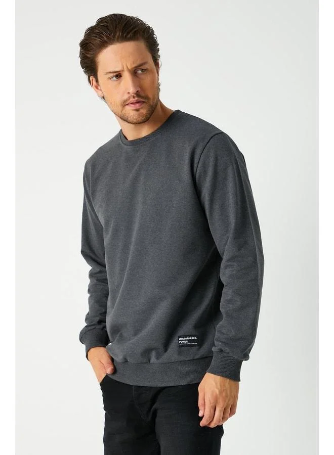 mmetalic Men's Anthracite Basic Crew Neck Sweatshirt.