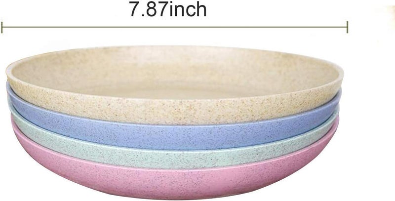G-KARUNA GKARUNA Unbreakable Cereal Bowls Dishwasher Microwave Safe Bowl Set with Sponge Lightweight Wheat Straw Bowls for Cereal Soup Set of 4 Multicolor Dinner Plates 4PCS - Image 2