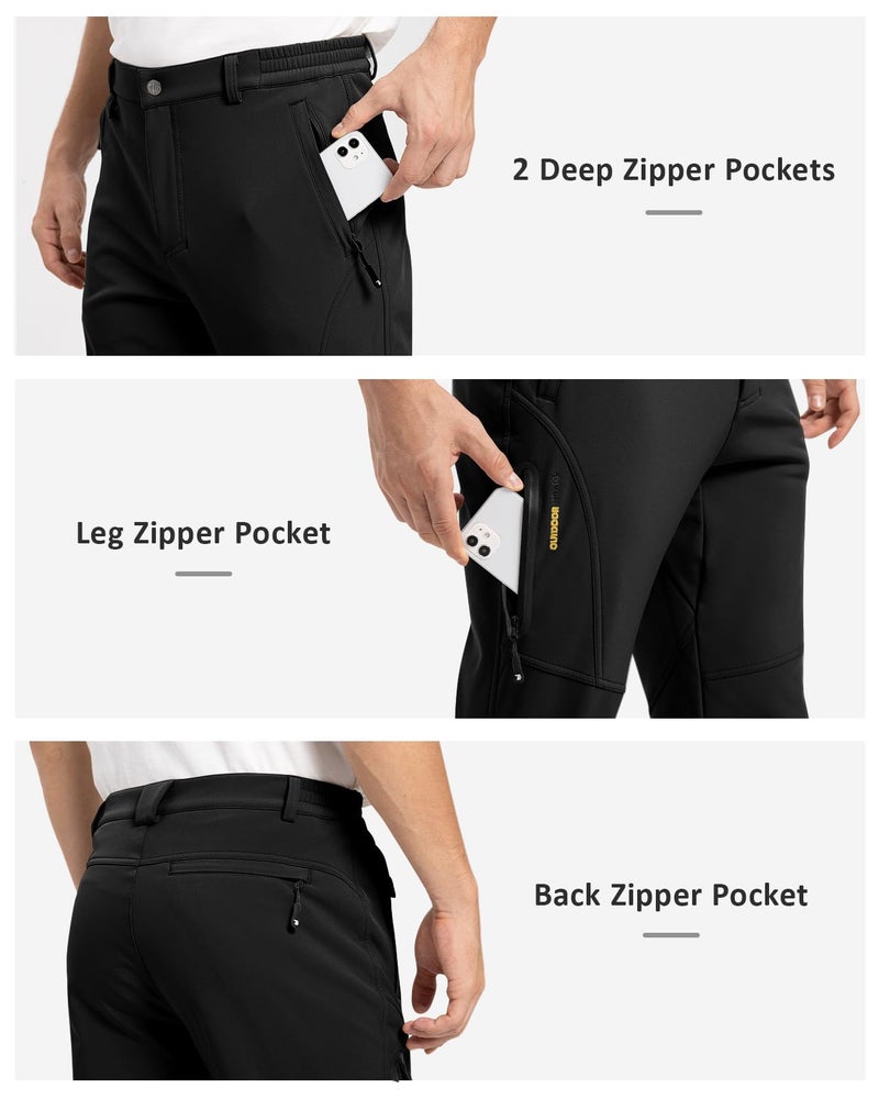 TBMPOY Men's Winter Hiking Pants Fleece Lined Snow Ski Softshell Warm Cold Weather Gear Waterproof Camping Essentials Black 32 - Image 5