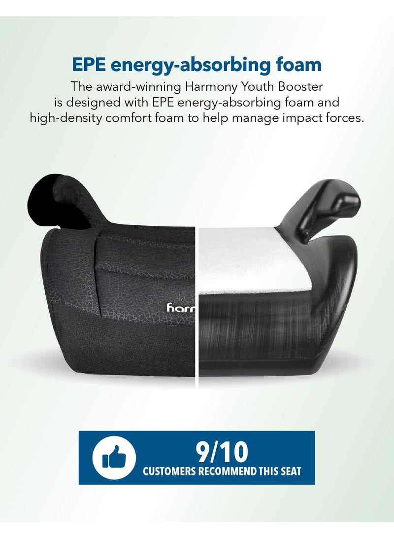 Harmony Youth Booster Car Seat – Granite | Belt-Positioning Booster | 40–100 lbs | V-Shape Design | 3-Across Seating | Shoulder Belt Guide - Image 4