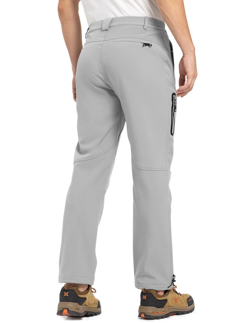 TBMPOY Men's Winter Hiking Pants Fleece Lined Snow Ski Softshell Warm Cold Weather Gear Waterproof Camping Essentials Light Gray 34 - Image 2
