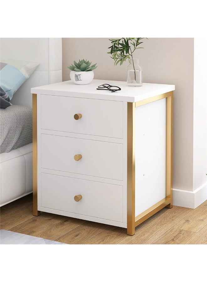 Generic Simple Bedside Cabinet, Wooden Nightstand with 3 Drawers and Spacious Countertop for Bed Sofa Side, Modern Bedside Table for Bedroom Living Room, CT4 (White)  - Image 1